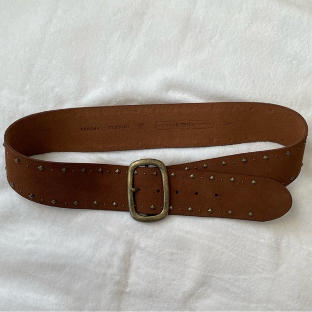 FOSSIL Thick Studded Brown Suede Leather Belt Size M